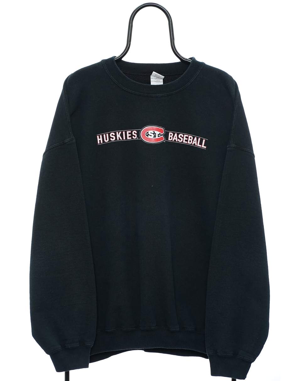 Vintage Huskies Baseball Size XXL Sweat-shirt Graphic In Black