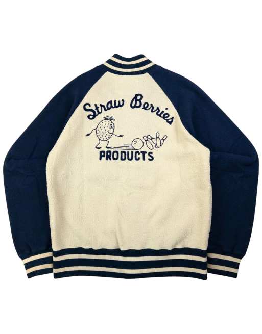 Vintage Hysteric Glamour Straw Berries fleece varsity jacket size s in cream