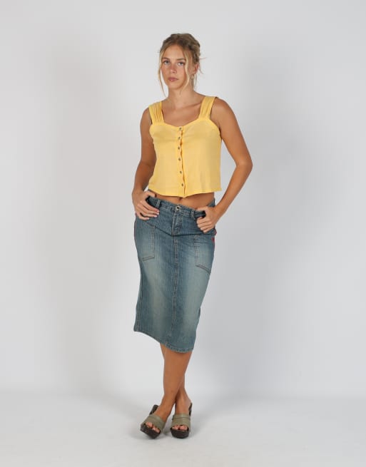 Vintage Identita M denim midi skirt in blue