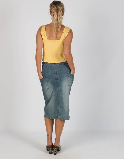 Vintage Identita M denim midi skirt in blue, 3 of 4
