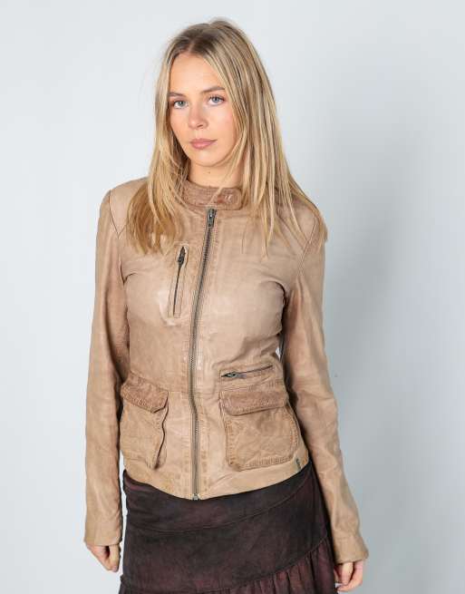Vintage IKKS S leather jacket in tan