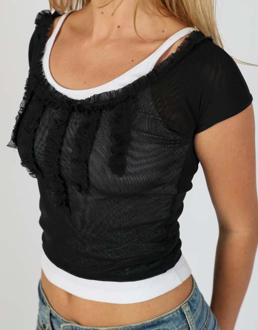 Vintage Infiore XS mesh top in black, 4 of 4