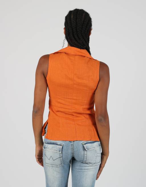 Vintage innovative S woven top in orange, 2 of 4