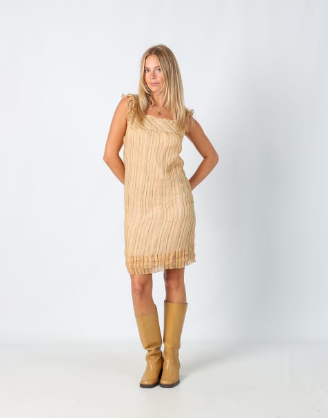 Vintage Intend S woven midi dress in yellow - view 1