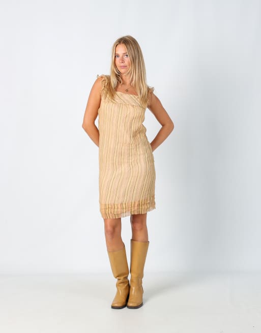 Vintage Intend S woven midi dress in yellow