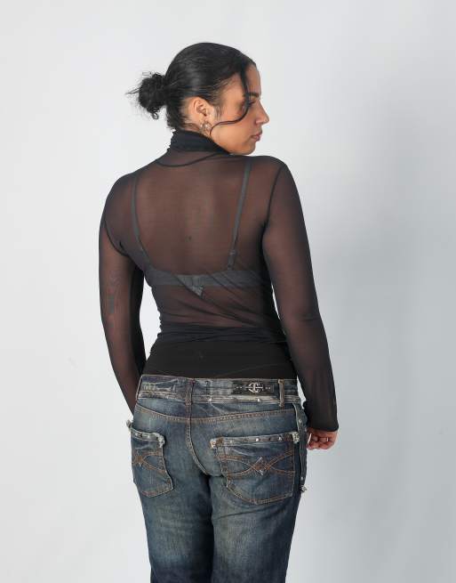 Vintage Intimissimi M mesh top in black, 2 of 4