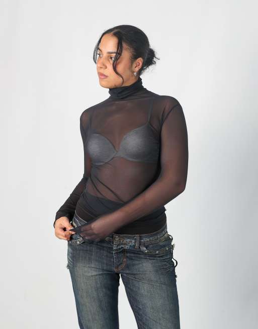 Vintage Intimissimi M mesh top in black, 3 of 4