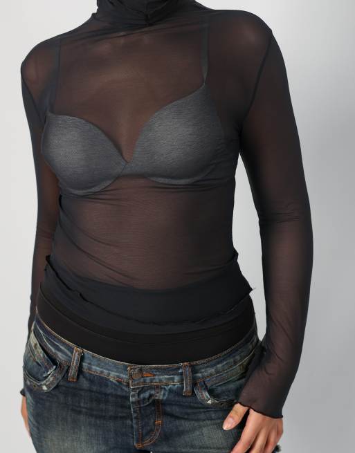 Vintage Intimissimi M mesh top in black, 4 of 4