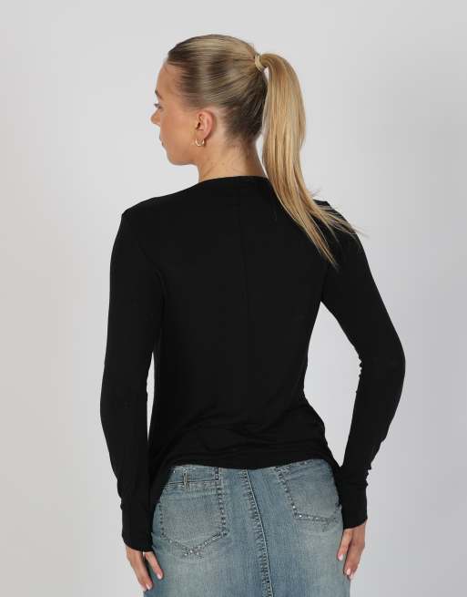 Vintage Intimissimi S long sleeve top in black, 2 of 4