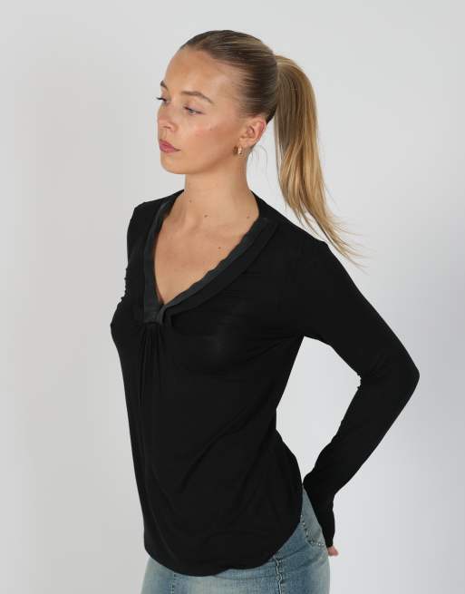 Vintage Intimissimi S long sleeve top in black, 3 of 4