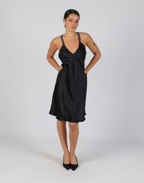 Vintage Intimissimi S woven midi dress in black - view 1