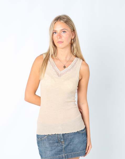 Vintage Intimissimi S woven vest in beige - view 1