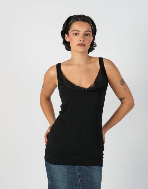 Vintage Intimissimi S woven vest in black, 1 of 4
