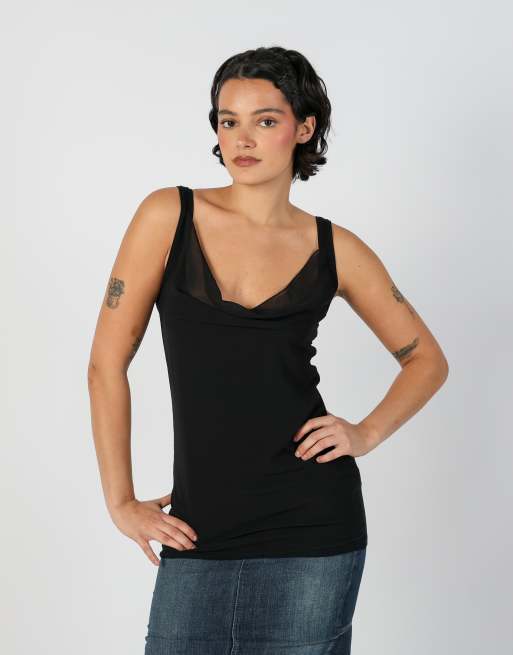 Vintage Intimissimi S woven vest in black, 3 of 4