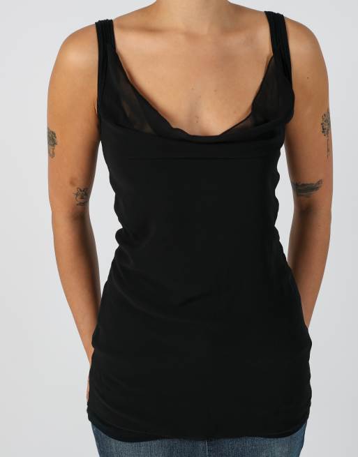 Vintage Intimissimi S woven vest in black, 4 of 4