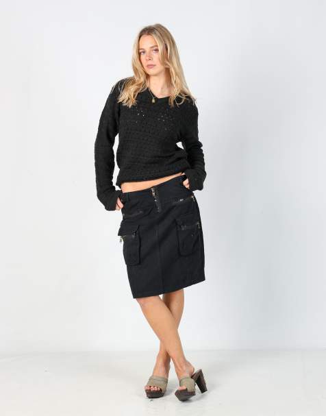 Vintage Inverso M woven midi skirt in black - view 1