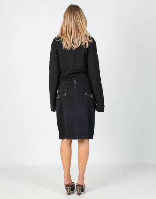 Vintage Inverso M woven midi skirt in black, 3 of 4