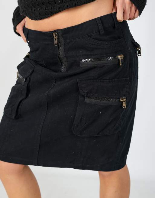 Vintage Inverso M woven midi skirt in black, 4 of 4