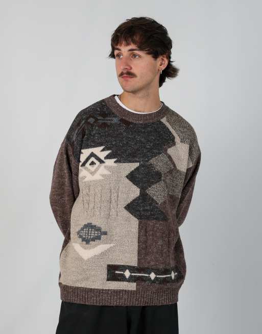 Vintage italian style l knit sweatshirt in brown
