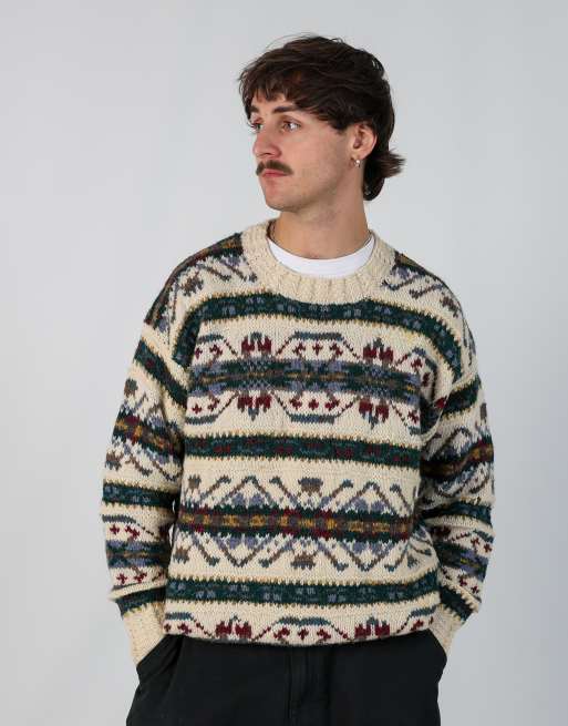 Vintage italian style l knit sweatshirt in cream