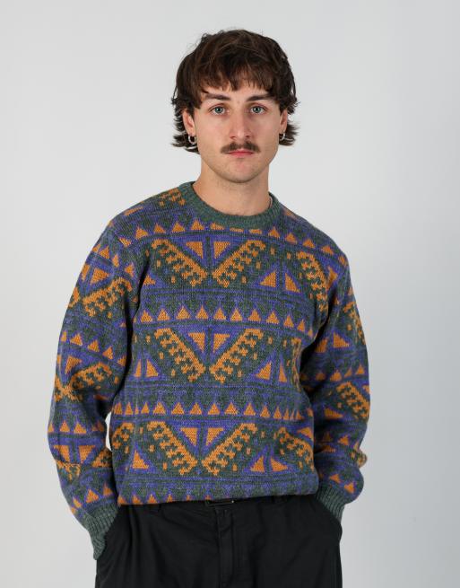 Vintage italian style s knit sweatshirt in dark green