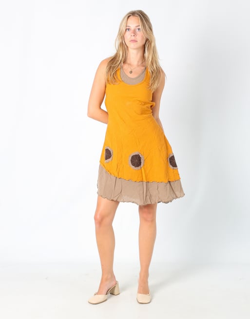 Vintage Iyisza S woven midi dress in orange