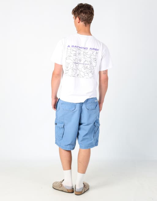 Vintage IZOD 36x22 canvas cargo shorts in light blue, 3 of 4