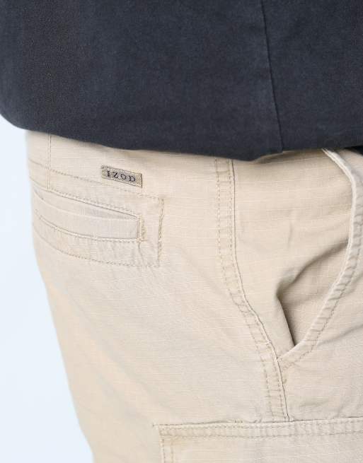 Vintage IZOD 36x27 canvas cargo shorts in tan, 4 of 4