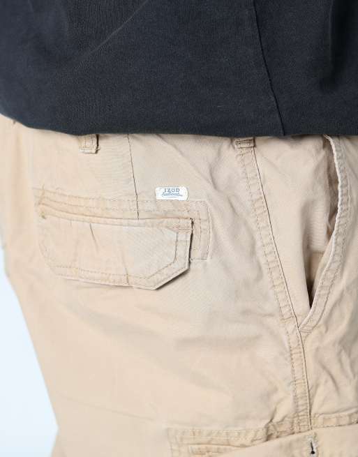 Vintage IZOD 36x30 canvas cargo shorts in tan, 4 of 4