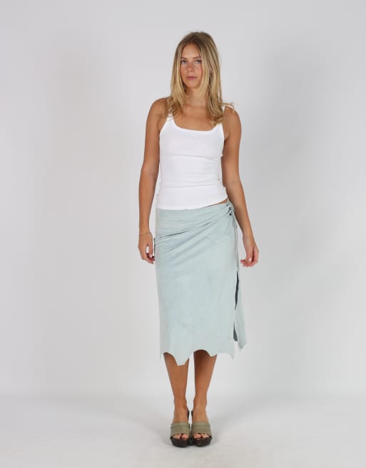 Vintage J-KET M woven maxi skirt in light blue