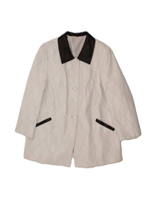 Vintage Jacket UK 22 3XL In White Argyle/diamond