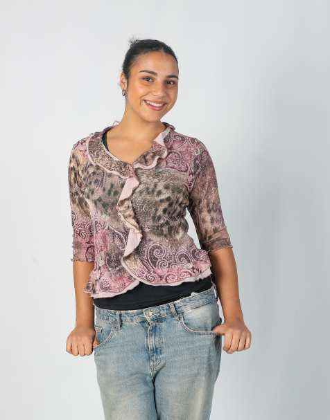 Vintage Jacqueline Riu S long sleeve top in brown - view 1