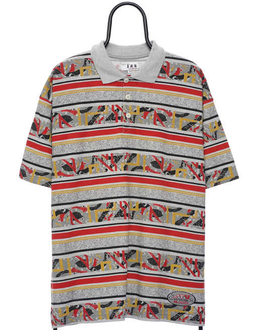 Vintage Jas size 2XL abstract polo shirt in grey
