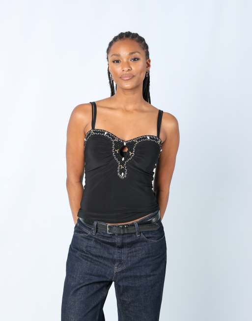 Vintage Jaune Rouge M cami in black