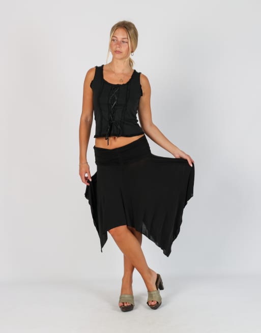 Vintage J.Broker XS woven midi skirt in black