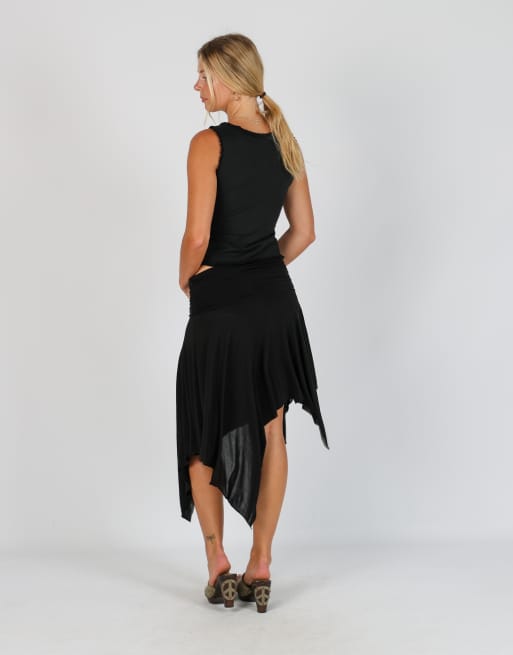 Vintage J.Broker XS woven midi skirt in black, 3 of 4