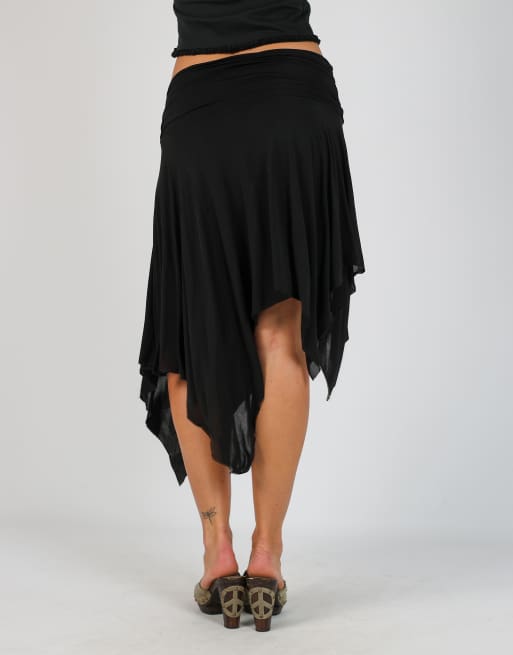 Vintage J.Broker XS woven midi skirt in black, 4 of 4