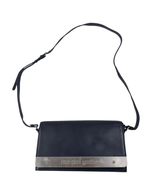 Vintage Jean Paul Gaultier embossed leather cross body bag in black