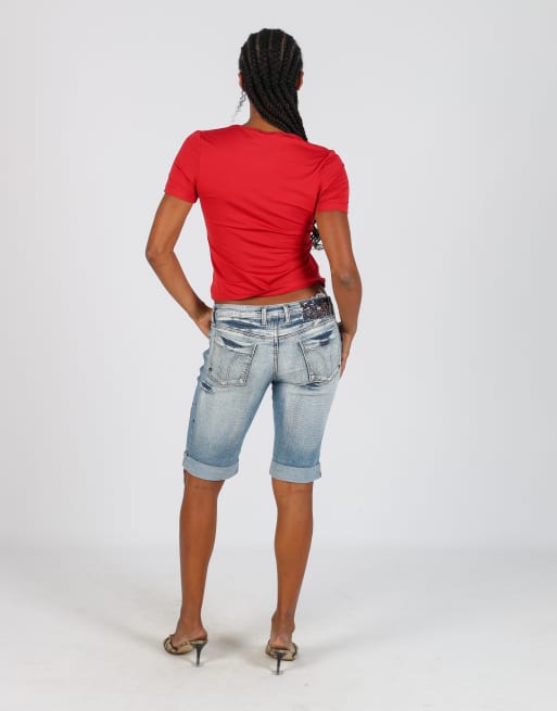 Vintage JeanStar S denim shorts in light blue, 3 of 4
