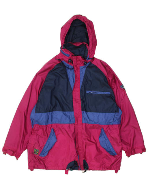 Vintage Jeantex Size L Colourblock Hooded Rain Jacket in Pink