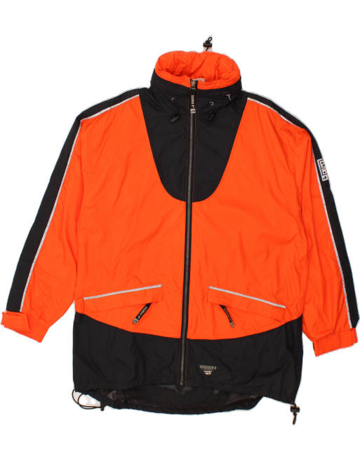 Vintage Jeantex Size XL Colourblock Graphic Windbreaker Jacket in Orange