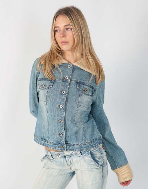Vintage Jennyfer M denim jacket in light blue, 3 of 4