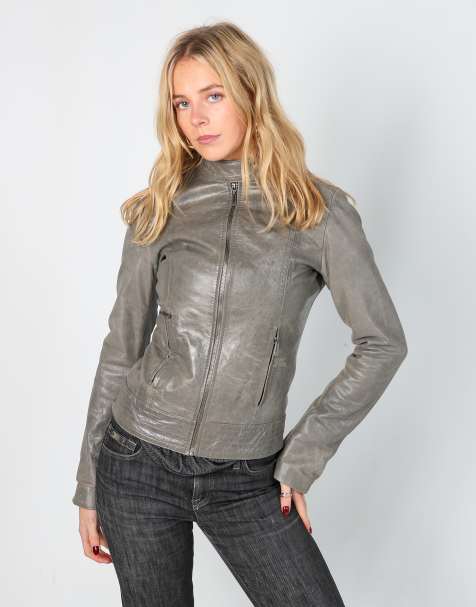 Vintage Jennyfer XS leather jacket in grey - view 1