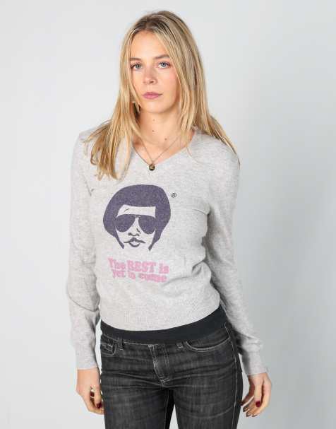 Vintage Joe Rivetto XS knitted jumper in light grey - view 1