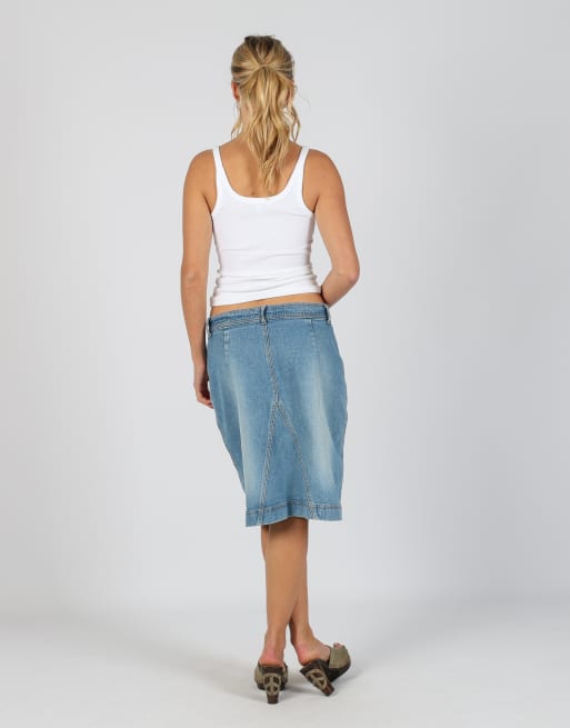 Vintage John Baner M denim midi skirt in blue, 3 of 4