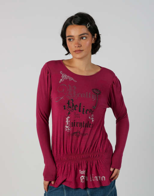 Vintage John Galliano M long sleeve top in pink, 1 of 4