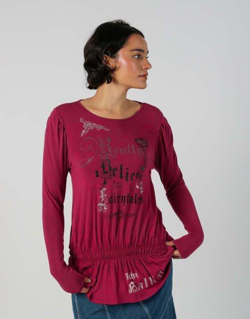 Vintage John Galliano M long sleeve top in pink, 3 of 4