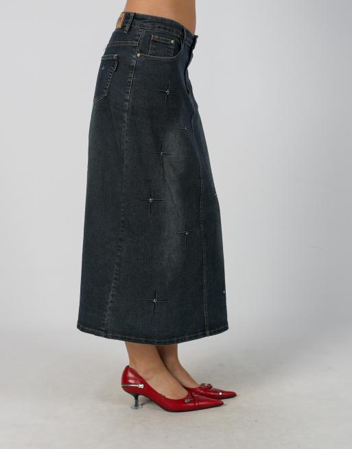 Vintage Joyx S denim maxi skirt in blue, 2 of 4