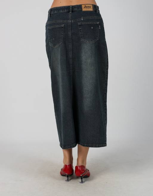 Vintage Joyx S denim maxi skirt in blue, 4 of 4