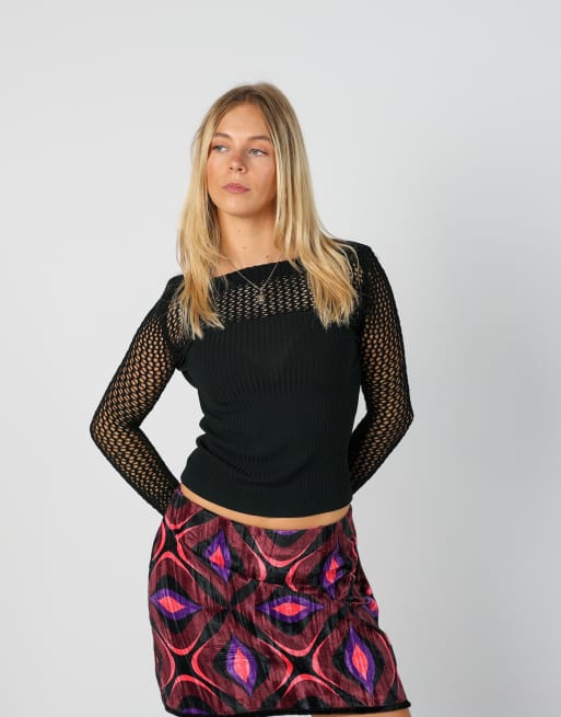 Vintage Joyx S long sleeve top in black, 3 of 4